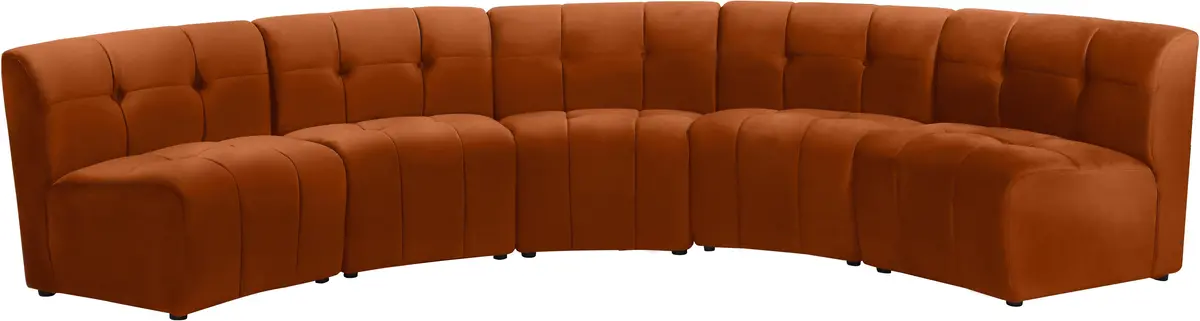 Limitless Cognac Velvet 5Pc. Modular Sectional 1