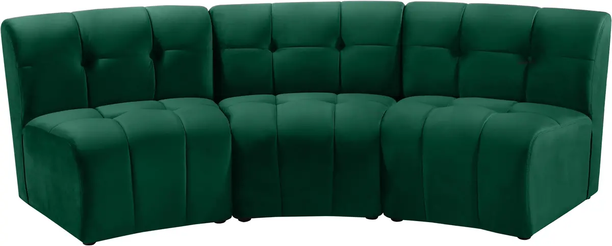Limitless Green Velvet 3Pc. Modular Sectional 1