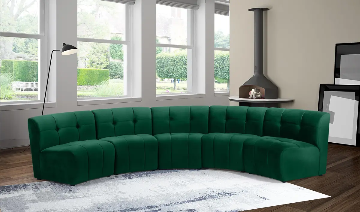 Limitless Green Velvet 5Pc. Modular Sectional 2