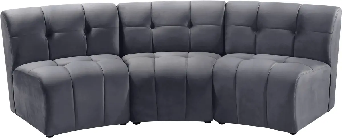 Limitless Grey Velvet 3Pc. Modular Sectional 1