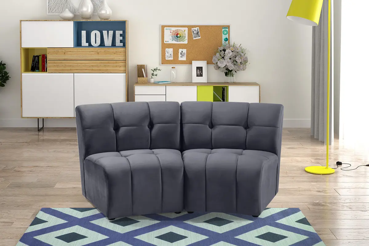 Limitless Grey Velvet 2Pc. Modular Sectional 2