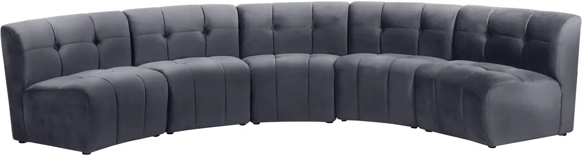 Limitless Grey Velvet 5Pc. Modular Sectional 1