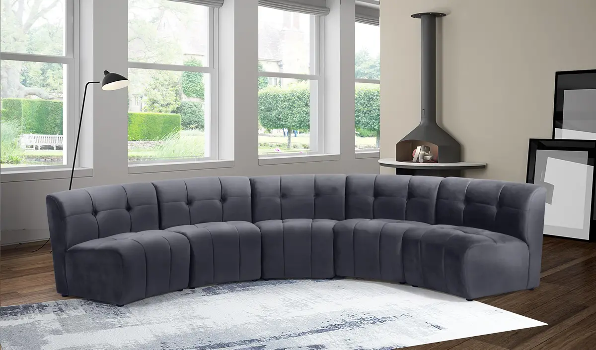 Limitless Grey Velvet 5Pc. Modular Sectional 2