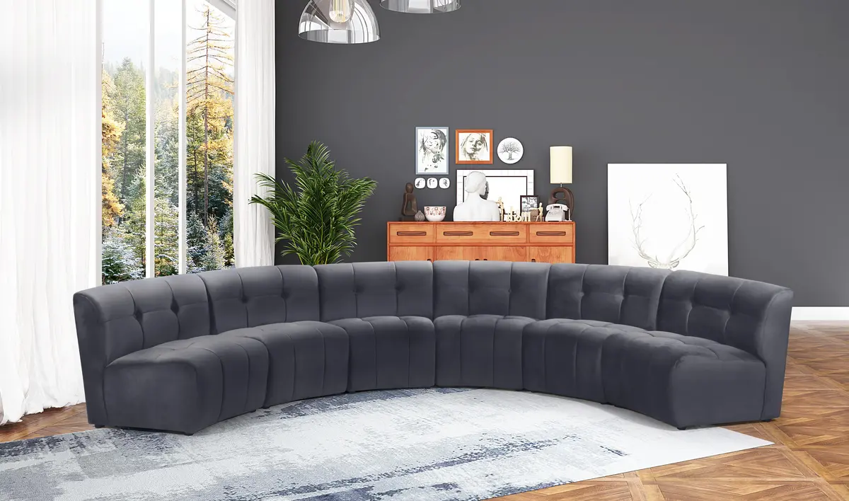 Limitless Grey Velvet 6Pc. Modular Sectional 2