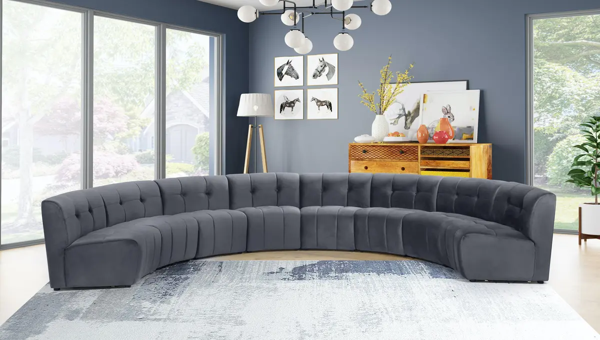 Limitless Grey Velvet 8Pc. Modular Sectional 2