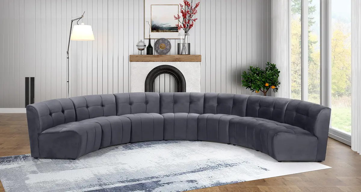 Limitless Grey Velvet 7Pc. Modular Sectional 2