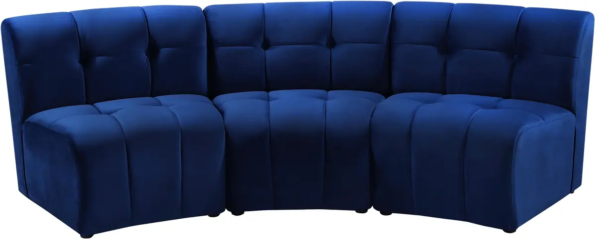 Limitless Navy Velvet 3Pc. Modular Sectional 1