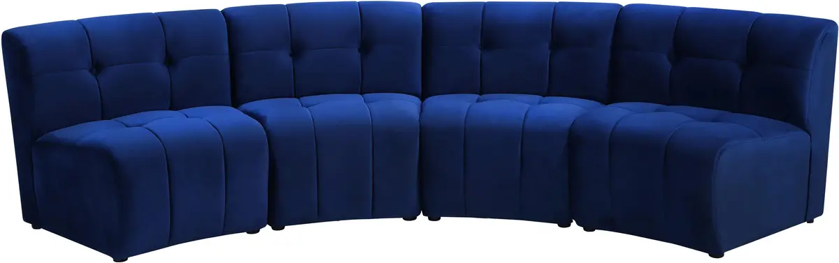 Limitless Navy Velvet 4Pc. Modular Sectional 1