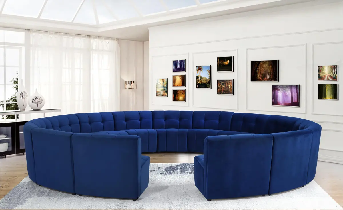 Limitless Navy Velvet 15Pc. Modular Sectional 2