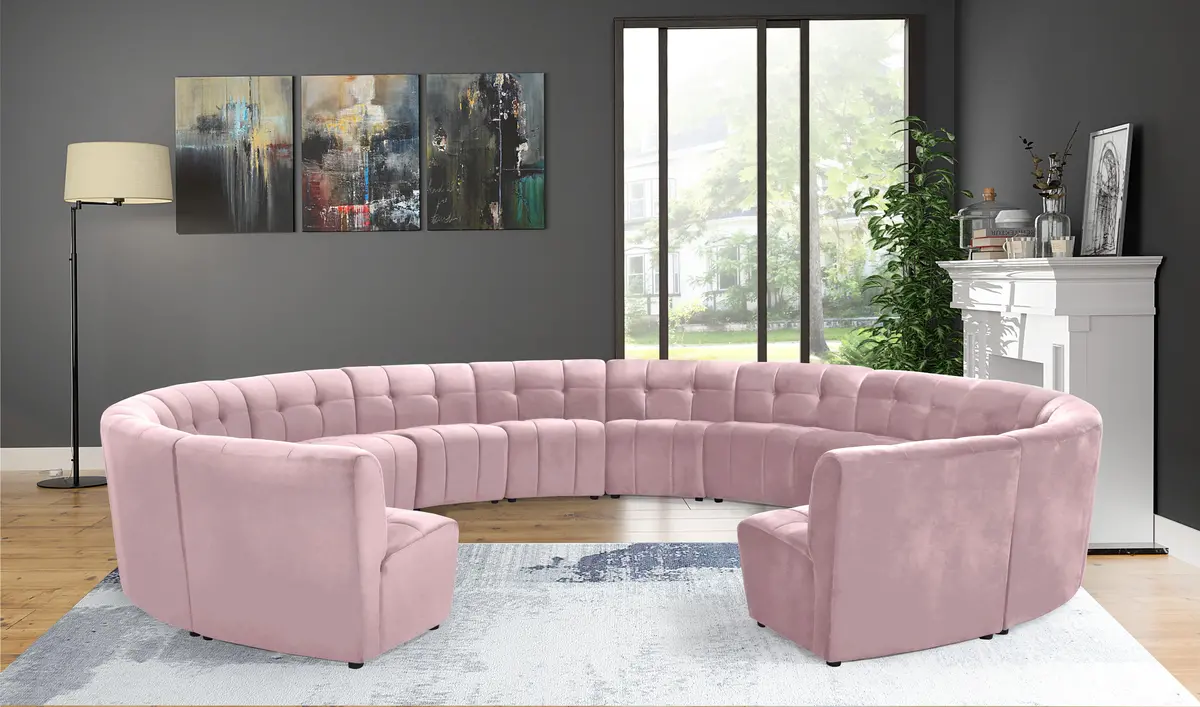 Limitless Pink Velvet 14Pc. Modular Sectional 2