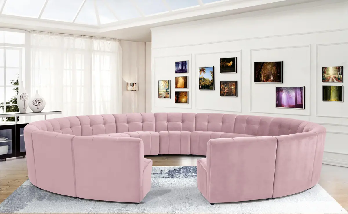 Limitless Pink Velvet 15Pc. Modular Sectional 2