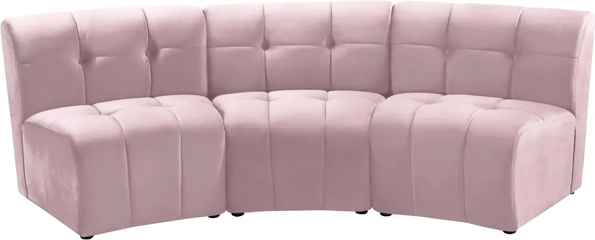 Limitless Pink Velvet 3Pc. Modular Sectional 1
