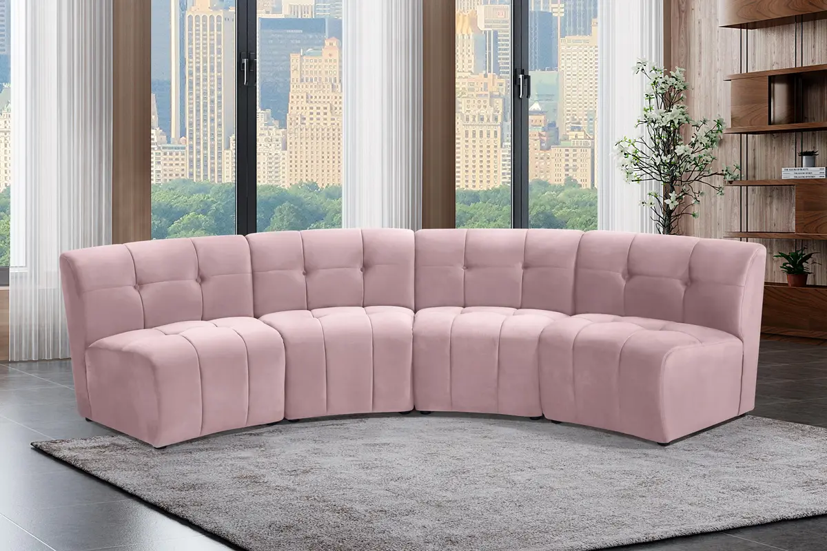 Limitless Pink Velvet 4Pc. Modular Sectional 2