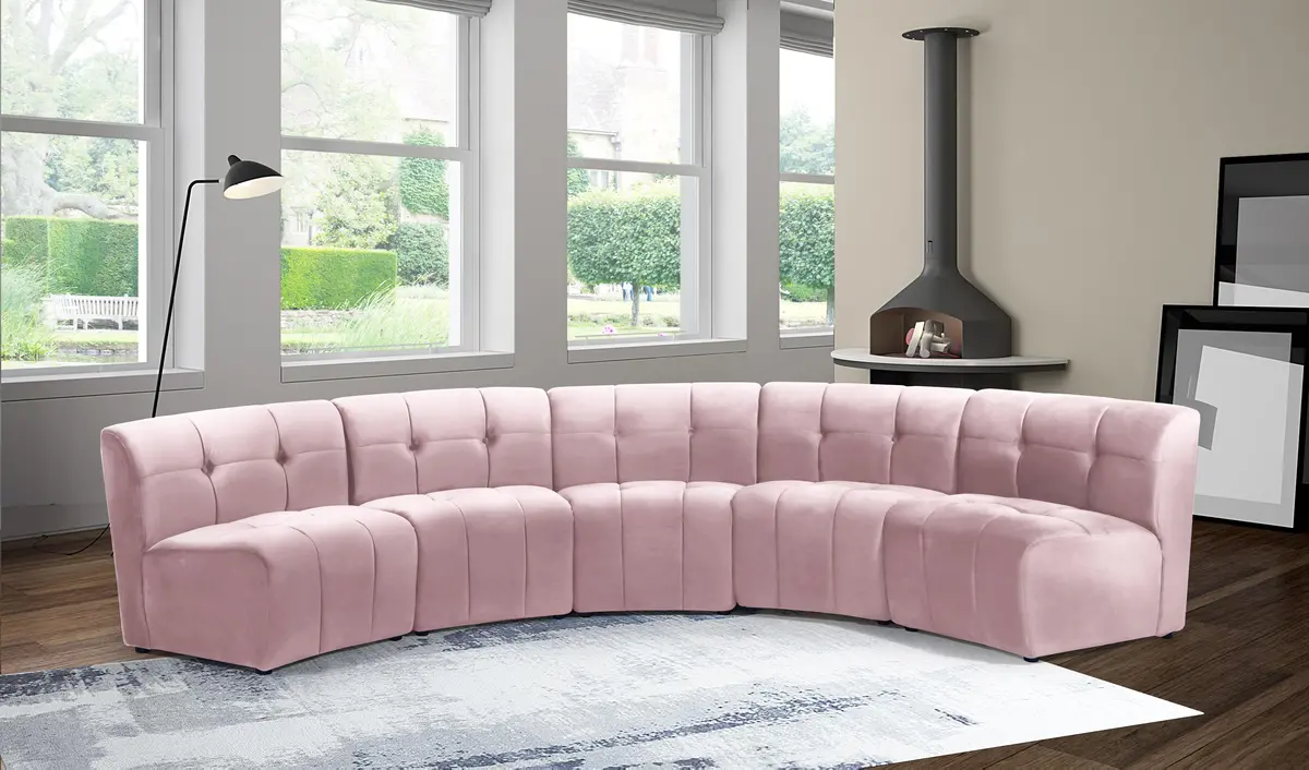 Limitless Pink Velvet 5Pc. Modular Sectional 2