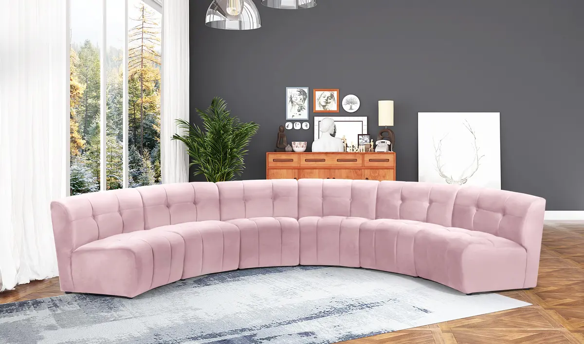 Limitless Pink Velvet 6Pc. Modular Sectional 2