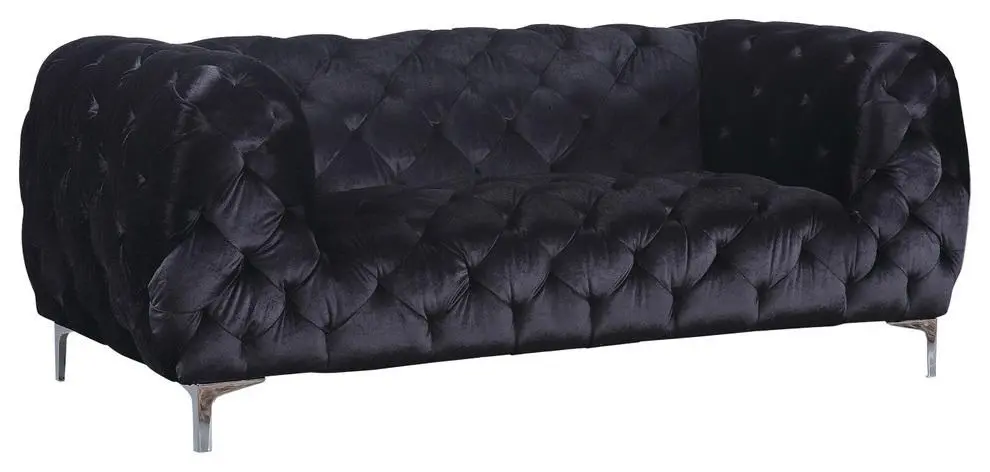Mercer Black Velvet Loveseat 1