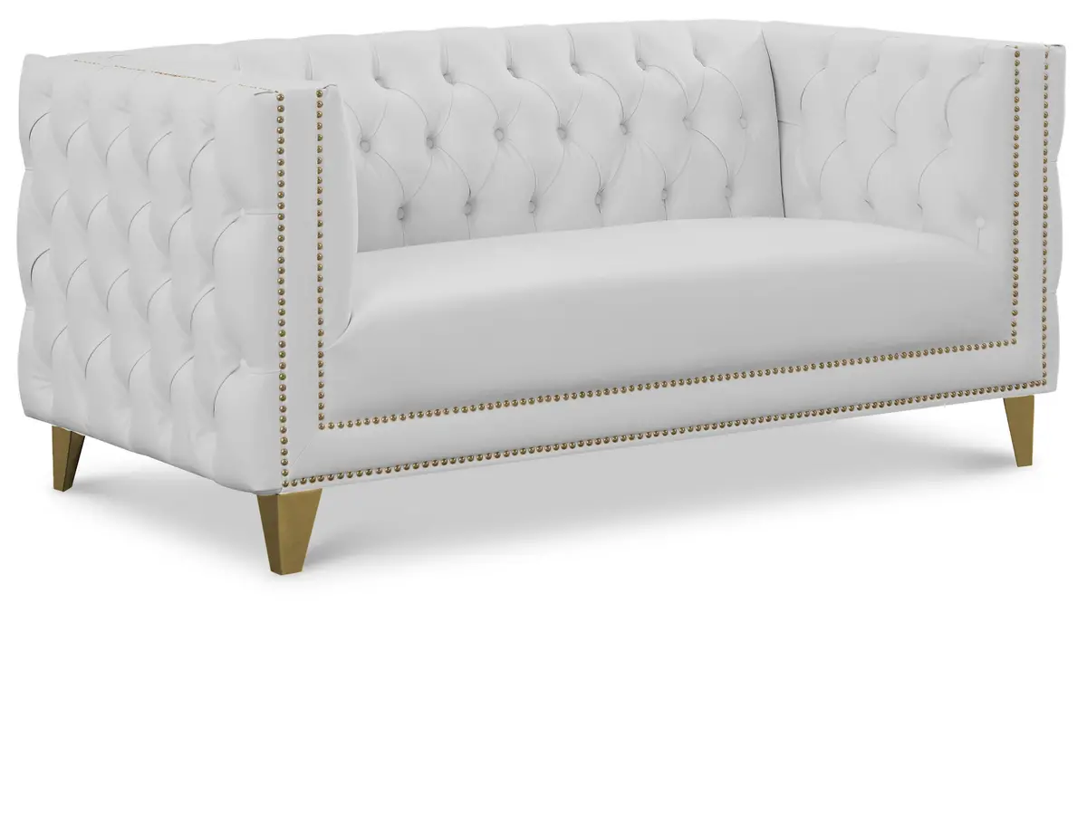 Michelle White Faux Leather Loveseat 1