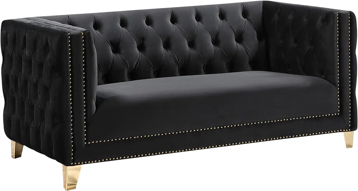 Michelle Black Velvet Loveseat 1