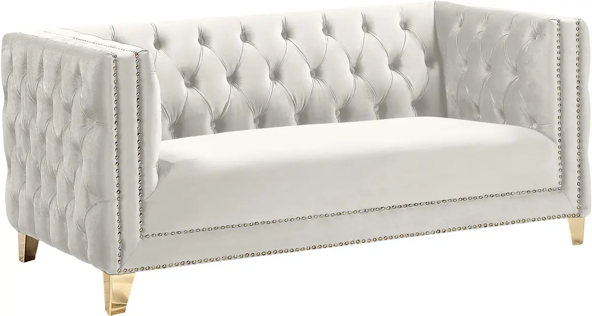 Michelle Cream Velvet Loveseat 1