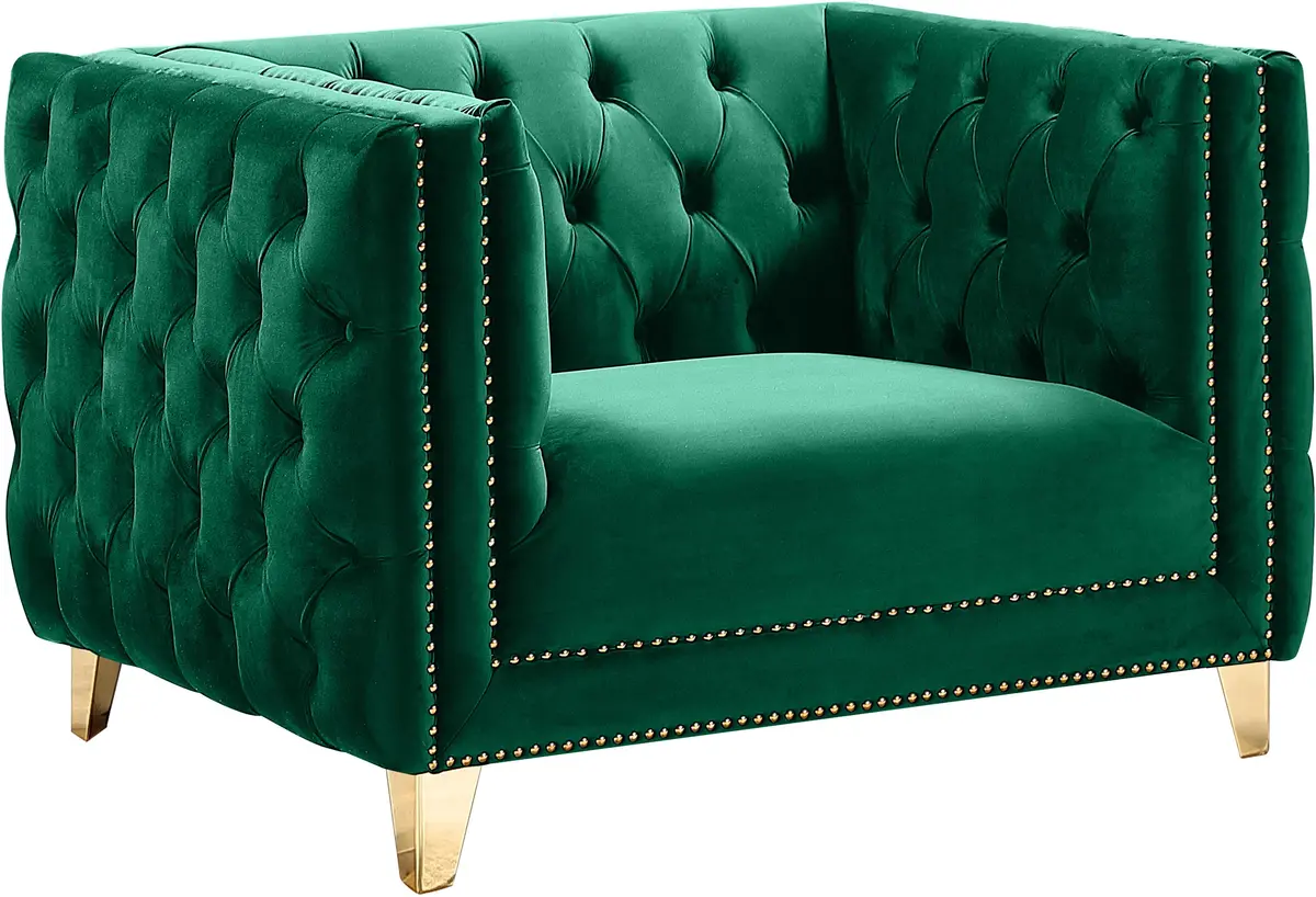 Michelle Green Velvet Chair 1