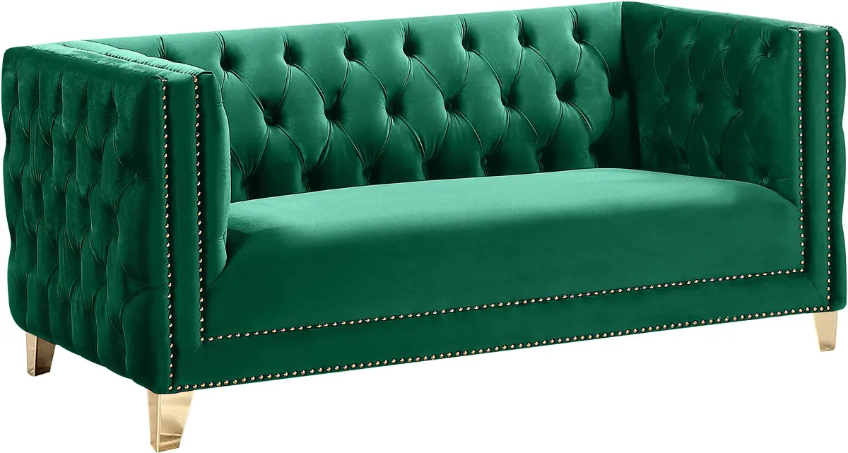 Michelle Green Velvet Loveseat 1
