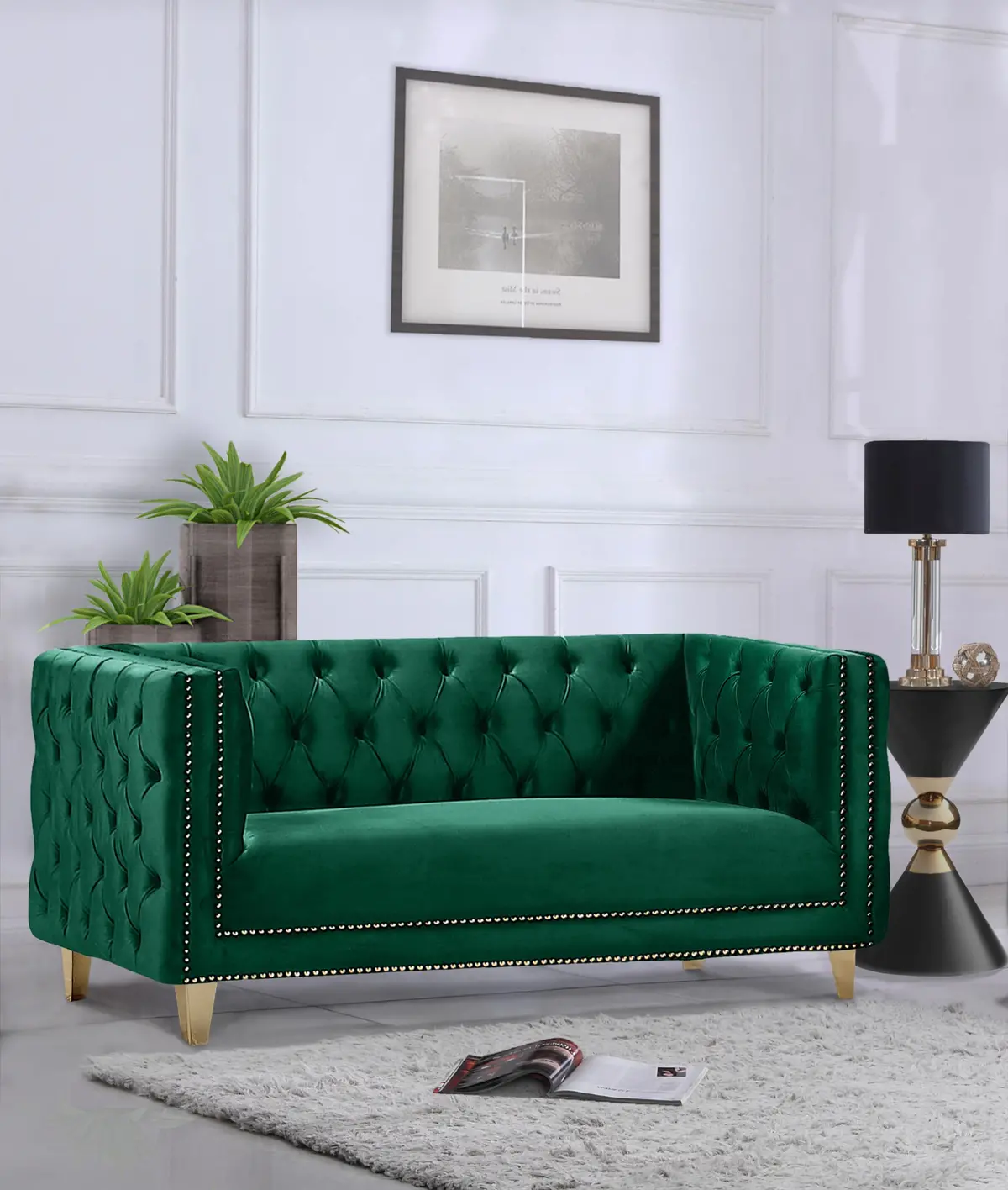Michelle Green Velvet Loveseat 2