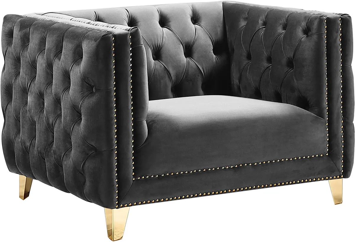 Michelle Grey Velvet Chair 1