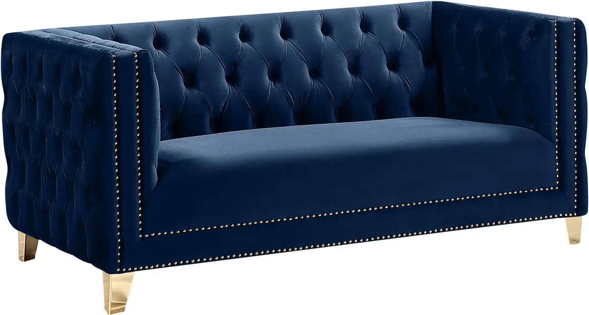 Michelle Navy Velvet Loveseat 1