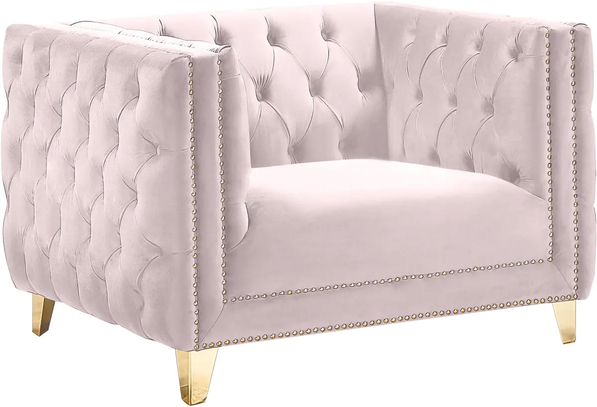 Michelle Pink Velvet Chair 1