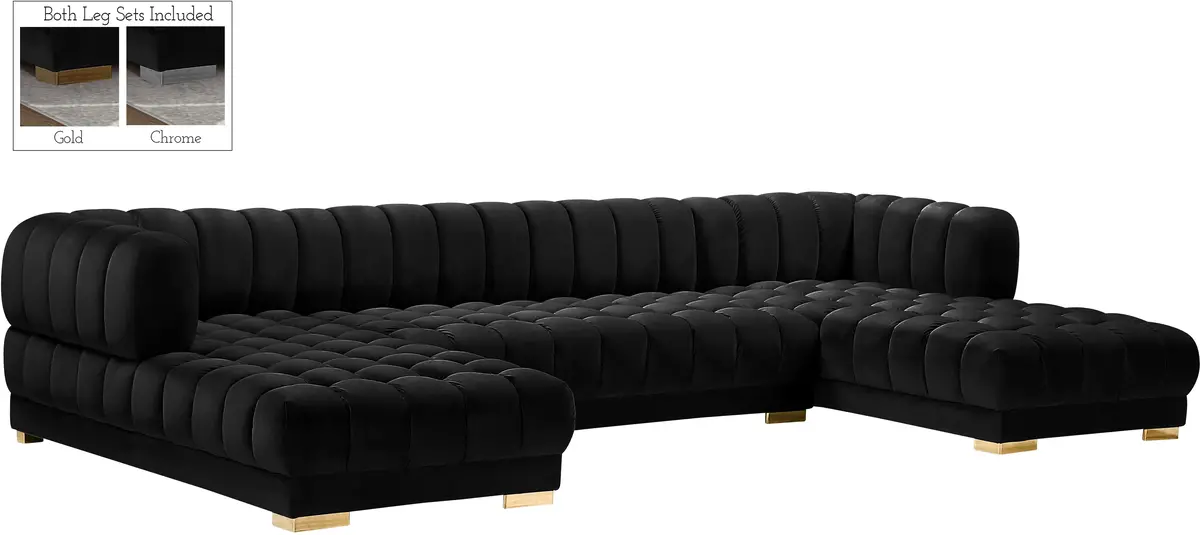 Gwen Black Velvet 3Pc. Sectional (3 Boxes) 1