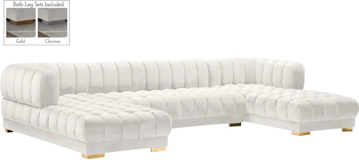 Gwen Cream Velvet 3Pc. Sectional (3 Boxes) 1