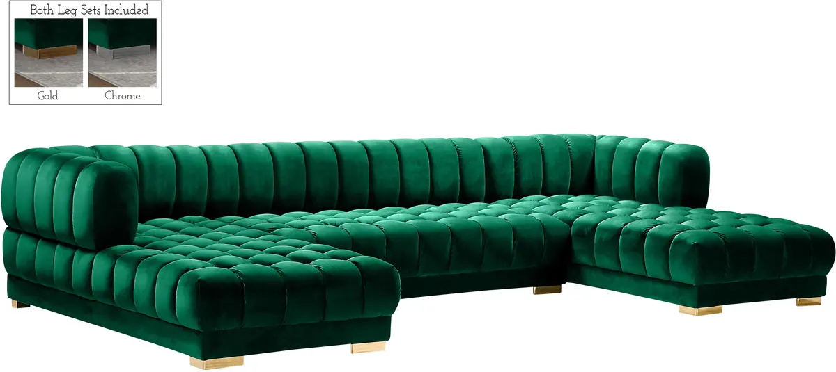 Gwen Green Velvet 3Pc. Sectional (3 Boxes) 1