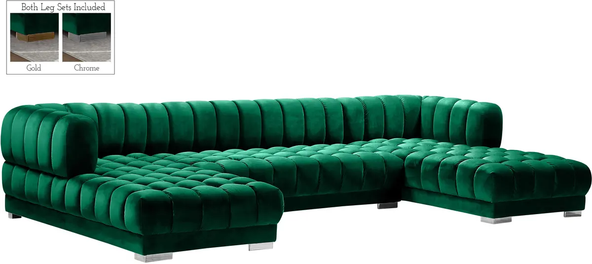 Gwen Green Velvet 3Pc. Sectional (3 Boxes) 2