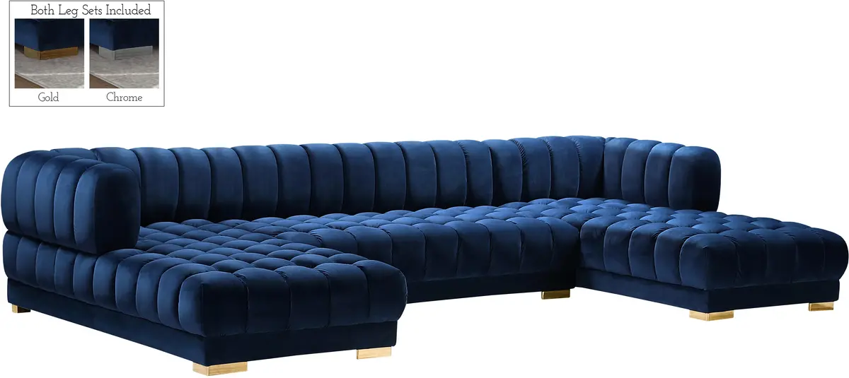 Gwen Navy Velvet 3Pc. Sectional (3 Boxes) 1