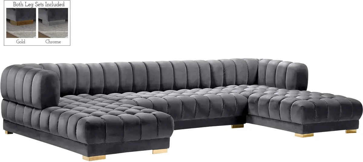 Gwen Grey Velvet 3Pc. Sectional (3 Boxes) 1