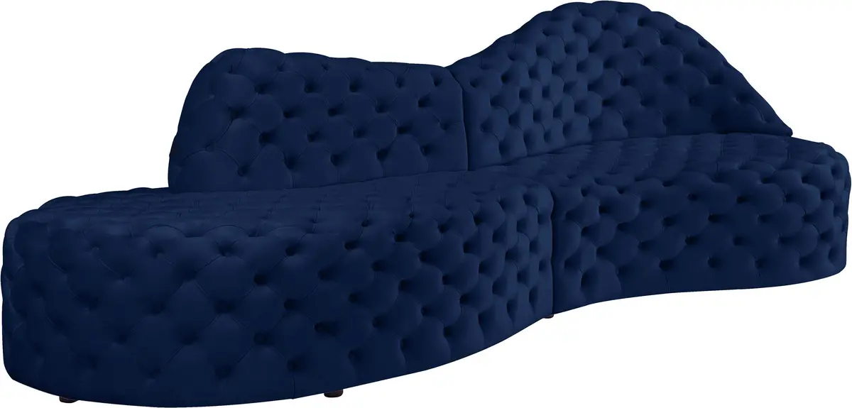 Royal Navy Velvet 2Pc. Sectional 1