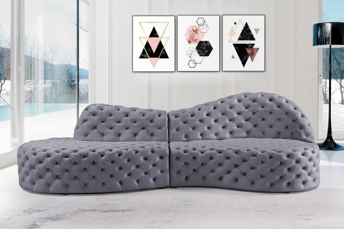 Royal Grey Velvet 2Pc. Sectional 2