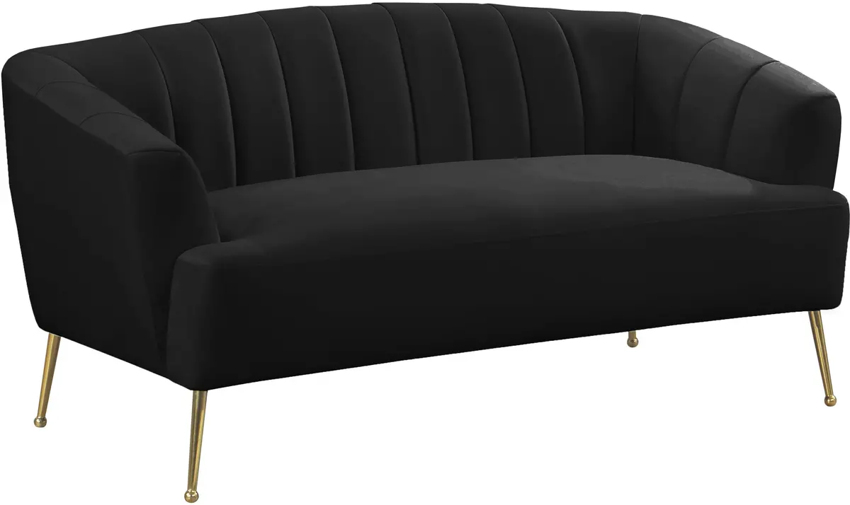Tori Black Velvet Loveseat 1