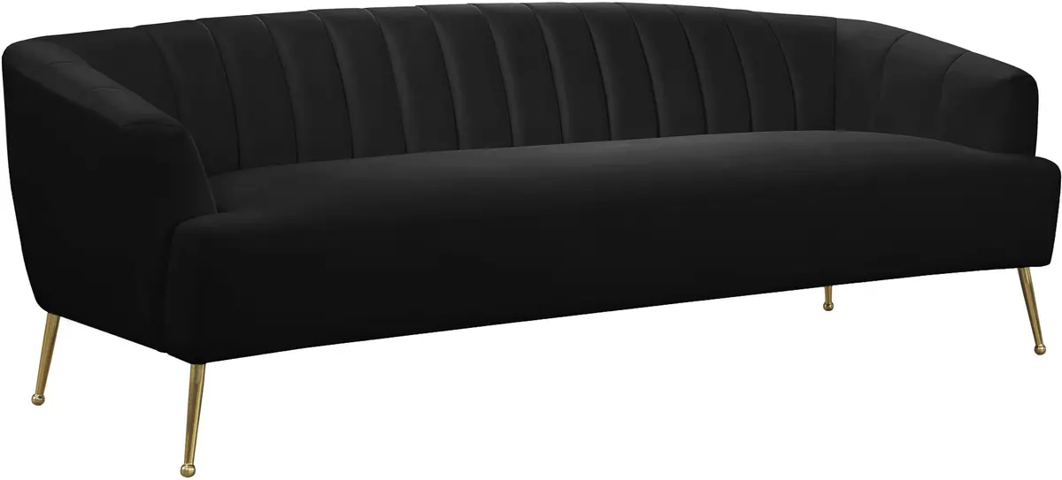 Tori Black Velvet Sofa 1