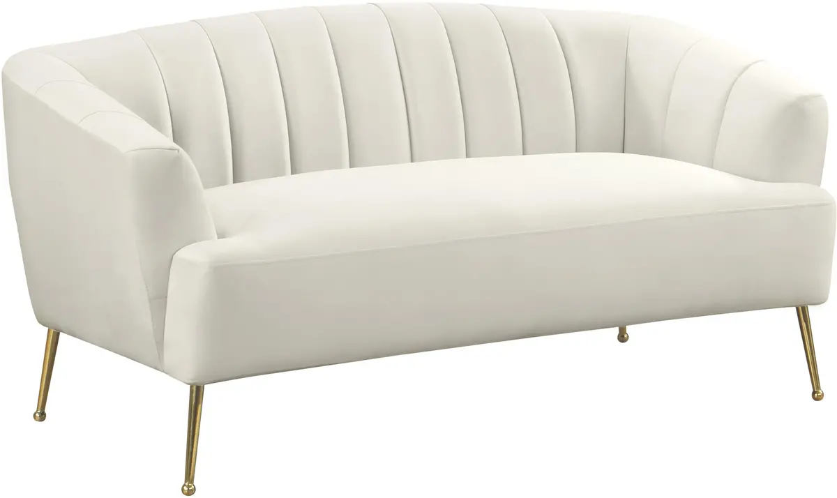 Tori Cream Velvet Loveseat 1