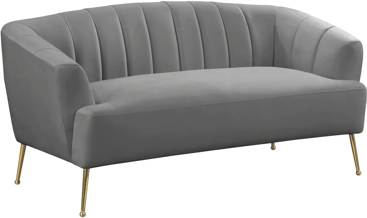Tori Grey Velvet Loveseat 1