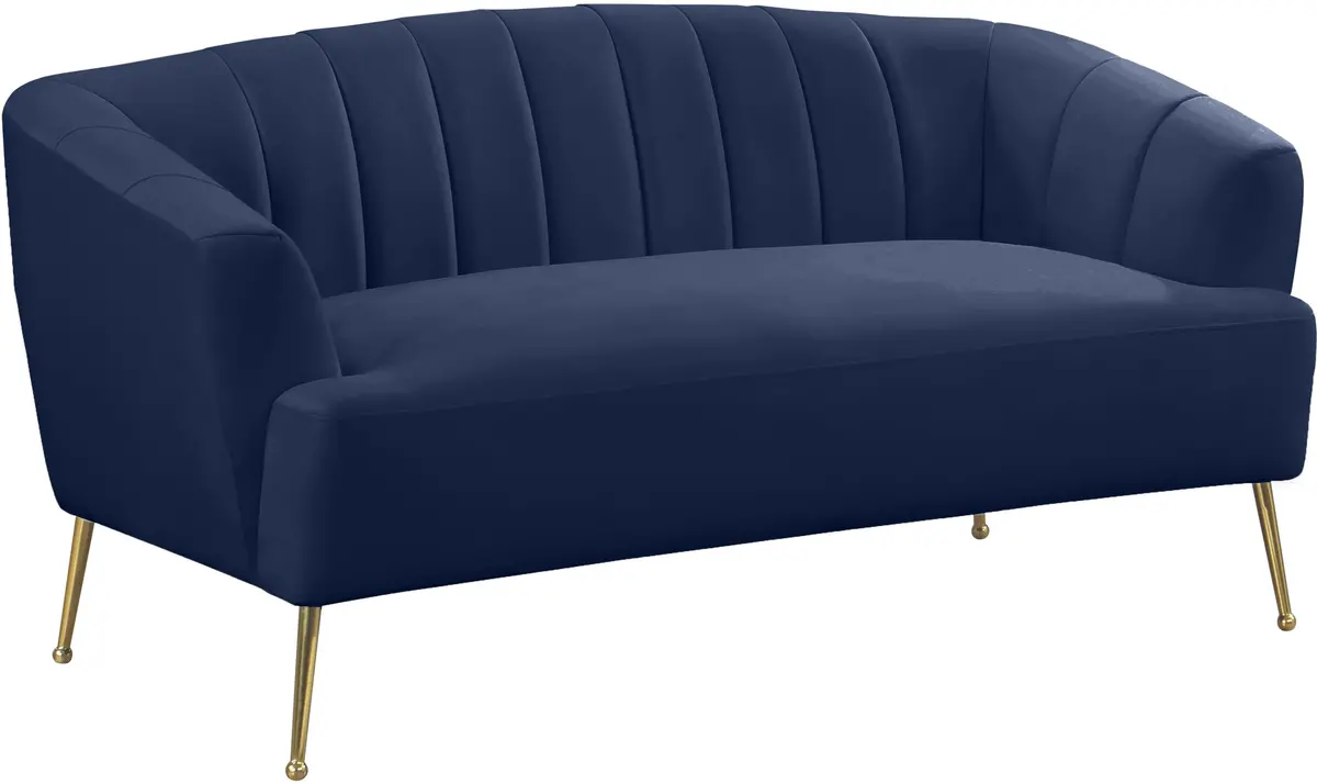 Tori Navy Velvet Loveseat 1