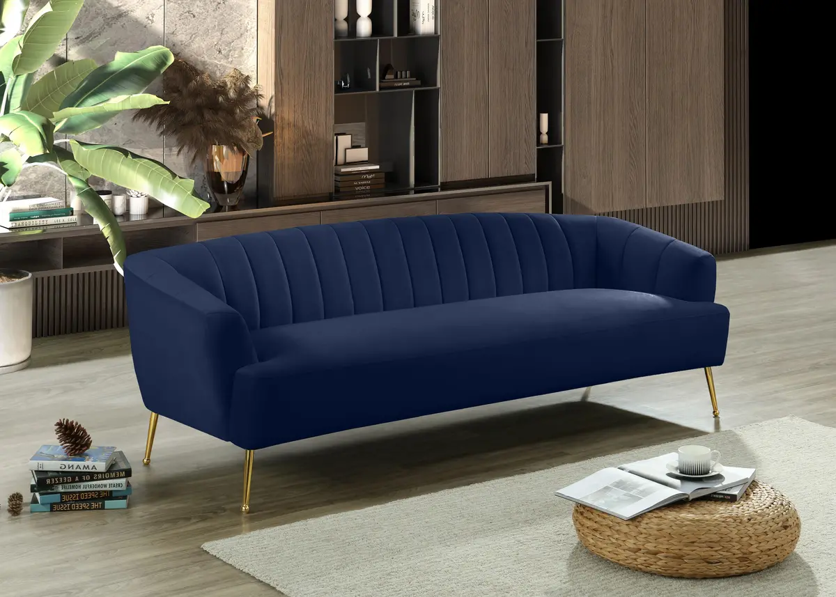 Tori Navy Velvet Sofa 2