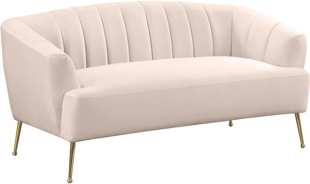 Tori Pink Velvet Loveseat 1