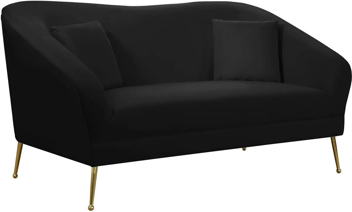 Hermosa Black Velvet Loveseat 1