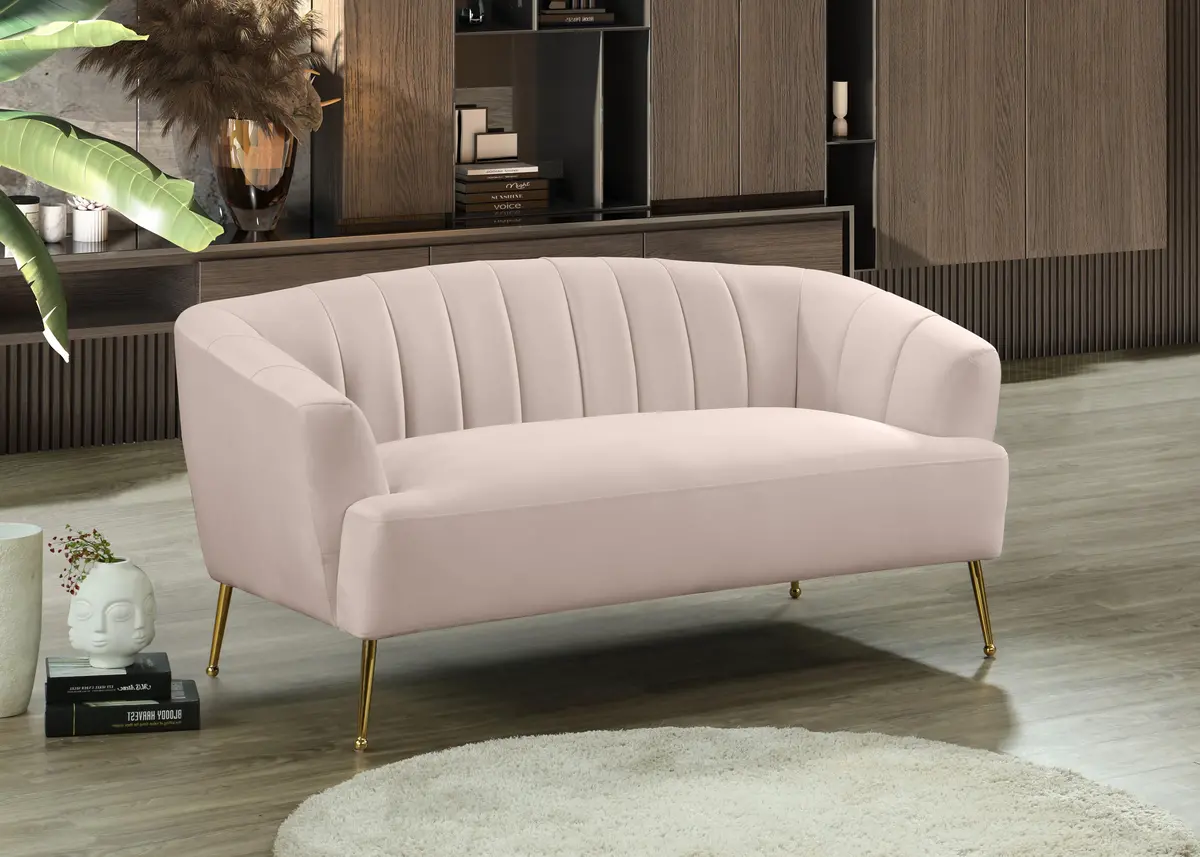 Tori Pink Velvet Loveseat 2