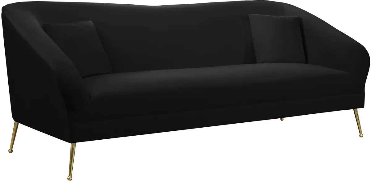 Hermosa Black Velvet Sofa 1