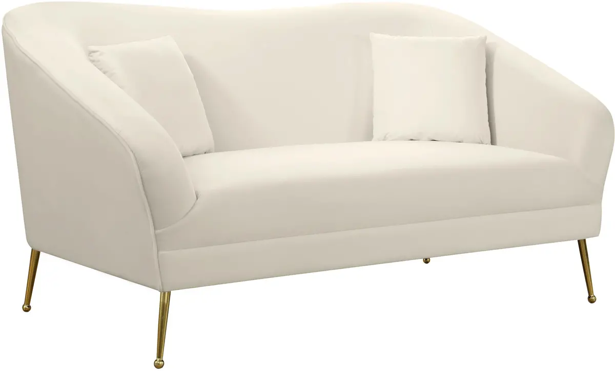 Hermosa Cream Velvet Loveseat 1
