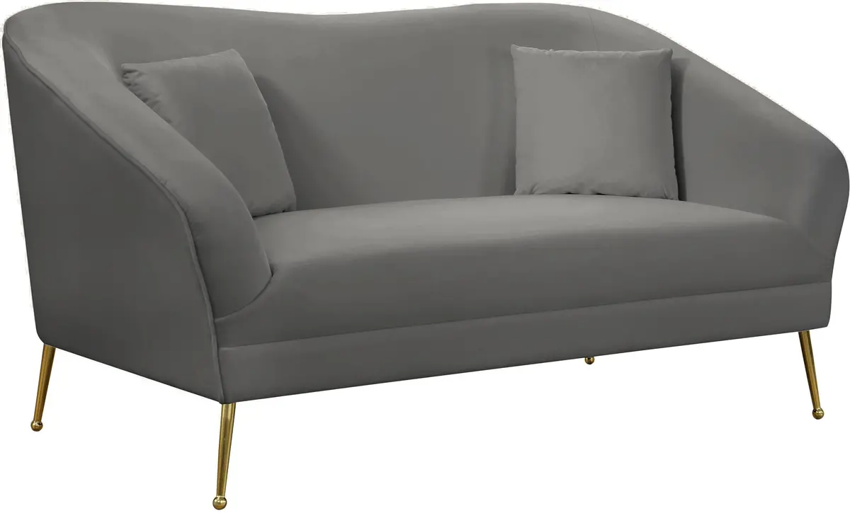 Hermosa Grey Velvet Loveseat 1