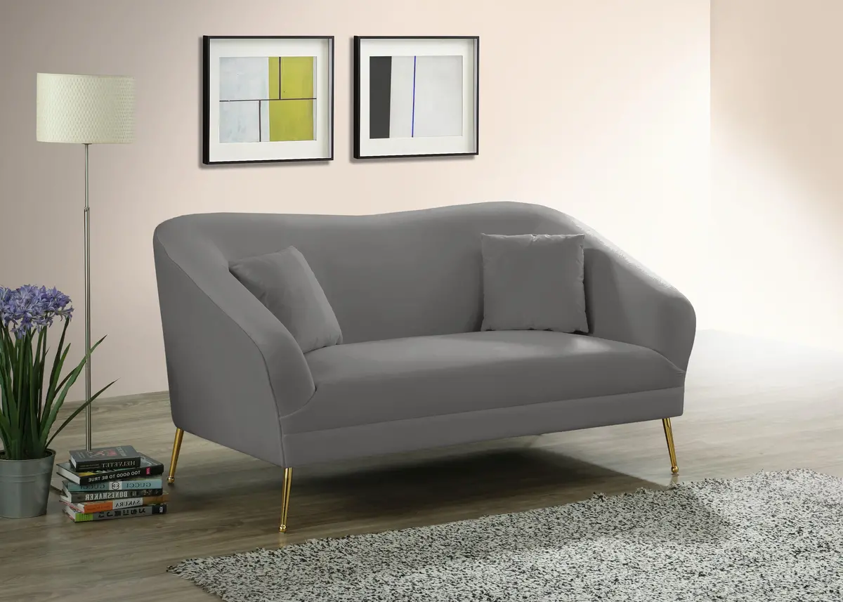 Hermosa Grey Velvet Loveseat 2